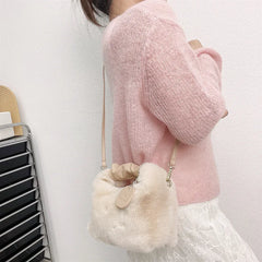 Winter Soft Faux Fur Women Bags Handle Lady HandBag Warm Plush Wrist Bags