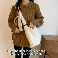 Winter Soft Lamb Faux Fur Ladies Shoulder Bag Large Capacity Female Casual