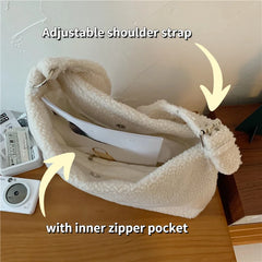 Winter Soft Lamb Faux Fur Ladies Shoulder Bag Large Capacity Female Casual