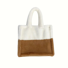 Winter Floral Shoulder Bag Soft Plush Faux Fur Tote