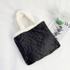 Winter Floral Shoulder Bag Soft Plush Faux Fur Tote
