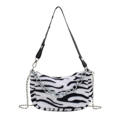 Winter Soft Plush Women Shoulder Crossbody Bag Leopard Small Purse