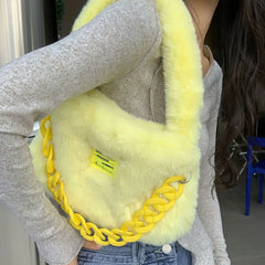 Soft Plush Women Tote Handbags Faux Fur Messenger Bag Large Female Shoulder Bags