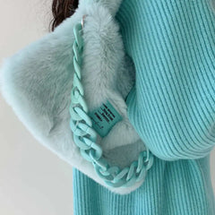 Soft Plush Women Tote Handbags Faux Fur Messenger Bag Large Female Shoulder Bags