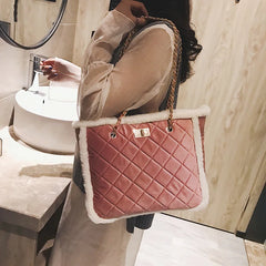 Winter Suede Shoulder Bags for Women Large Capacity Handbags