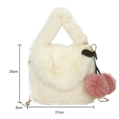 Soft Plush Furry Handbag Women Mini Tote Purses Ladies Fluffy Faux Fur Bag
