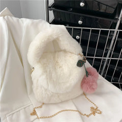 Soft Plush Furry Handbag Women Mini Tote Purses Ladies Fluffy Faux Fur Bag