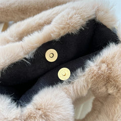 Winter Faux Fur Tote Bag Soft Plush Handbag Warm Shoulder Crossbody Women