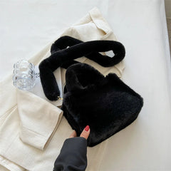 Winter Faux Fur Tote Bag Soft Plush Handbag Warm Shoulder Crossbody Women