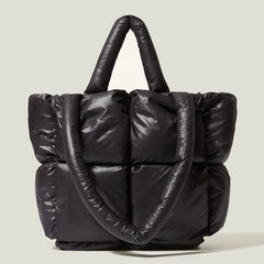 Winter Space Down Cotton Handbag Large Tote Soft Padded Shoulder Bags for Women