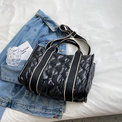 Winter Down Shoulder Bag Large Capacity Shopper Tote Handbag for Women