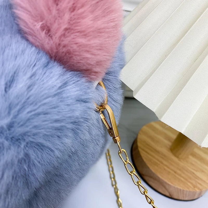 Winter Totes Chain Faux Fur Women's Shoulder Bags Clutch Bags Ladies