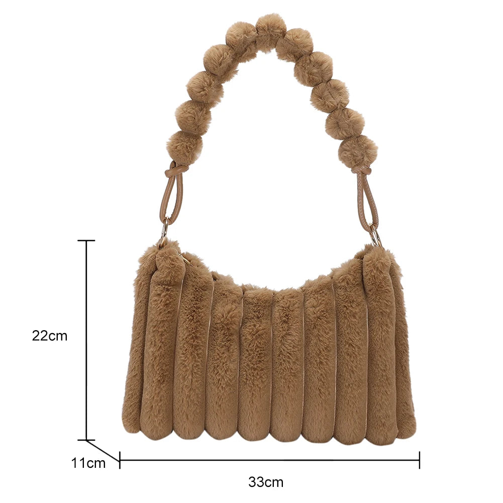 Winter Women Plush Shoulder Bags Large Capacity Tote Bag Satchel