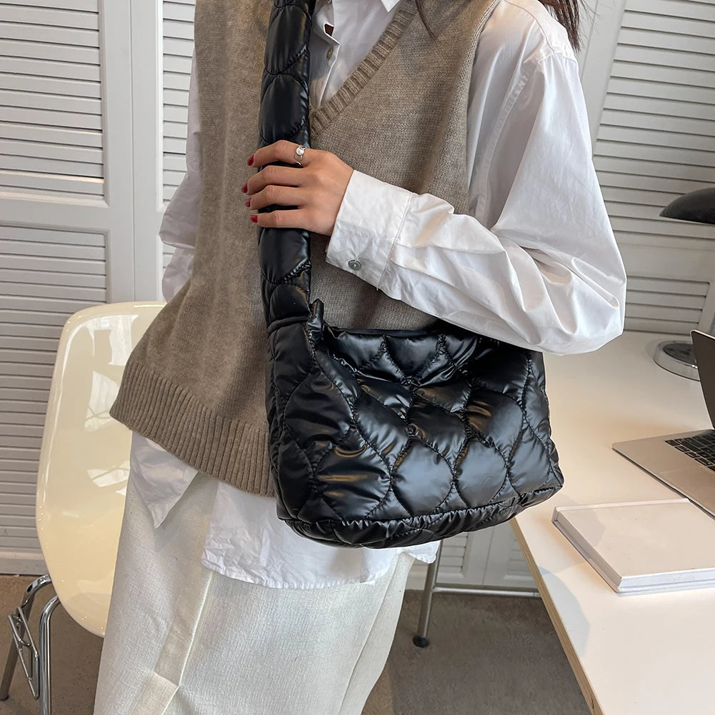 Winter Women Shoulder Bag Space Cotton Handbag Female Large Capacity Tote Bags
