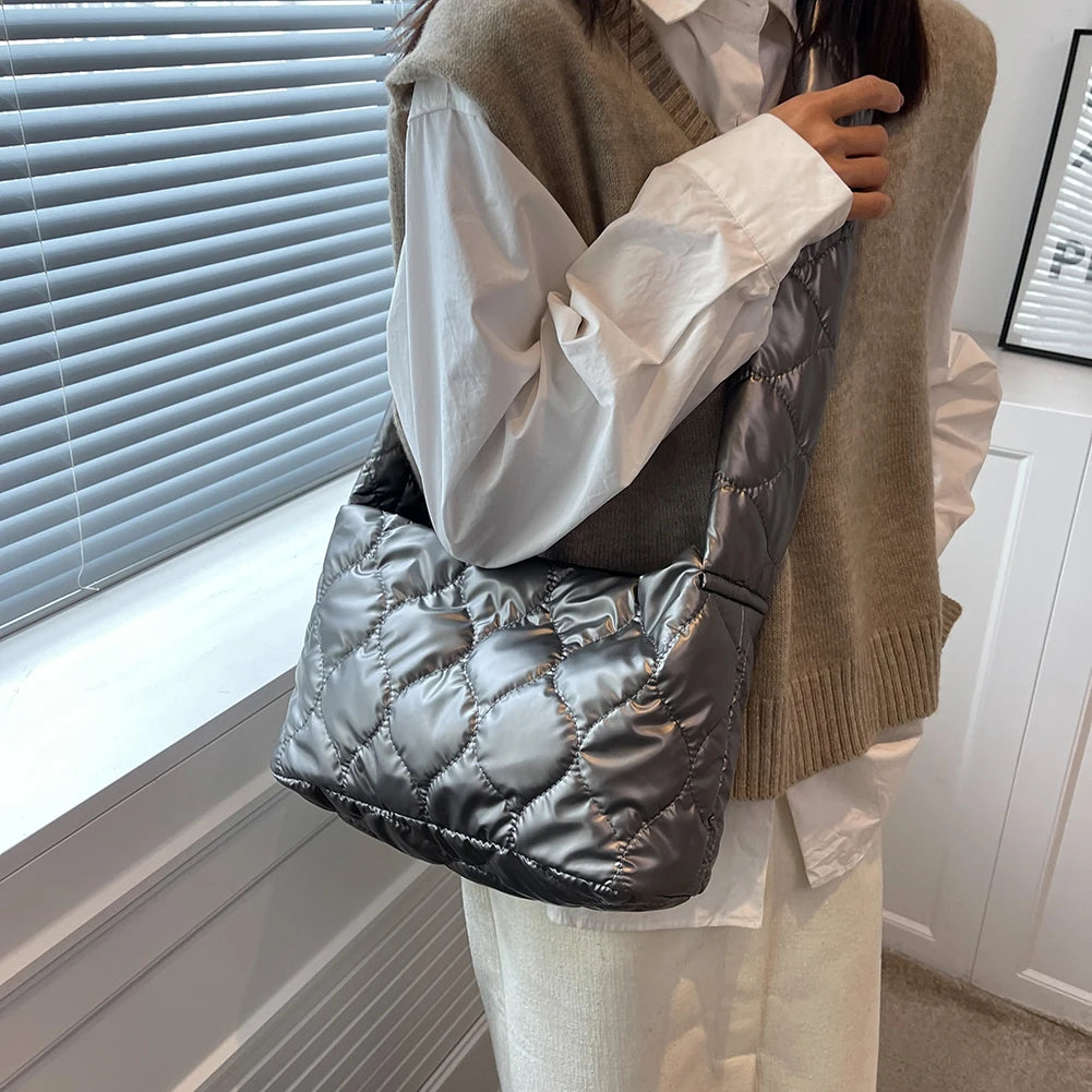 Winter Women Shoulder Bag Space Cotton Handbag Female Large Capacity Tote Bags