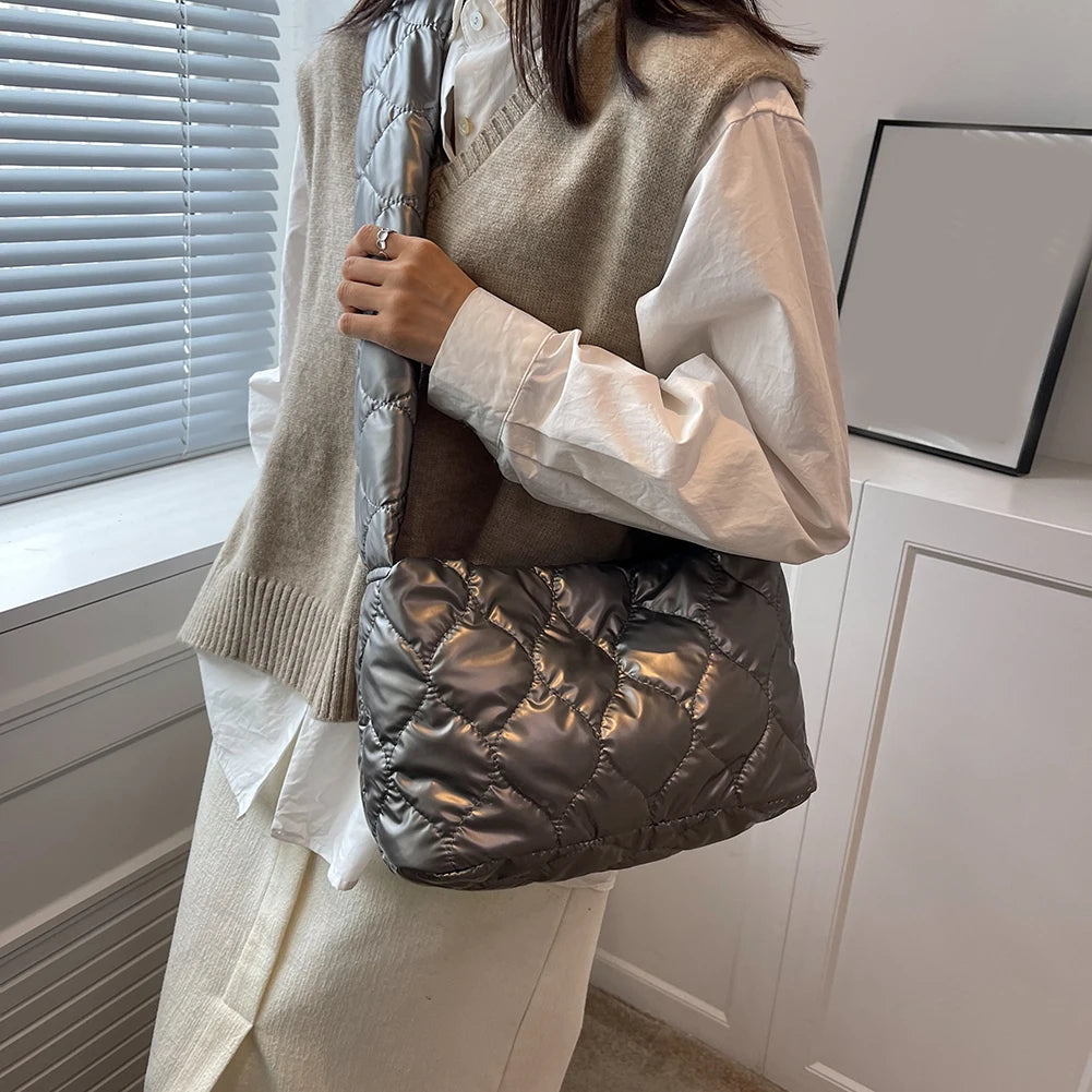 Winter Women Shoulder Bag Space Cotton Handbag Female Large Capacity Tote Bags