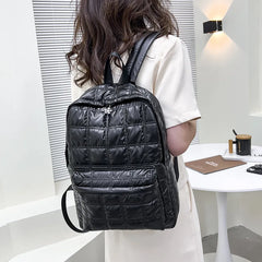 Winter Ultra Light Space Down Women's Backpack Quilted Plaid Female School Backp