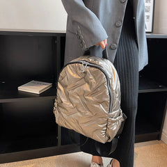 Winter Ultra Light Space Fluffy Backpacks Women's Backpack Quilted Plaid Female