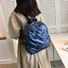 Winter Ultra Light Space Fluffy Backpacks Women's Backpack Quilted Plaid Female