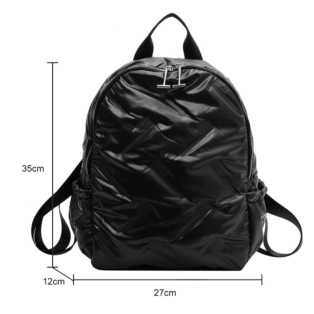 Winter Ultra Light Space Fluffy Backpacks Women's Backpack Quilted Plaid Female