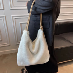 Winter Underarm Plush Shoulder Bags for Women Large Capacity Daily Handbags