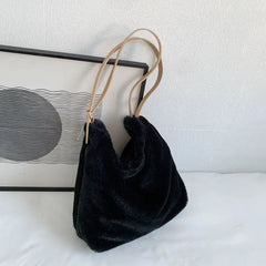 Winter Underarm Plush Shoulder Bags for Women Large Capacity Daily Handbags
