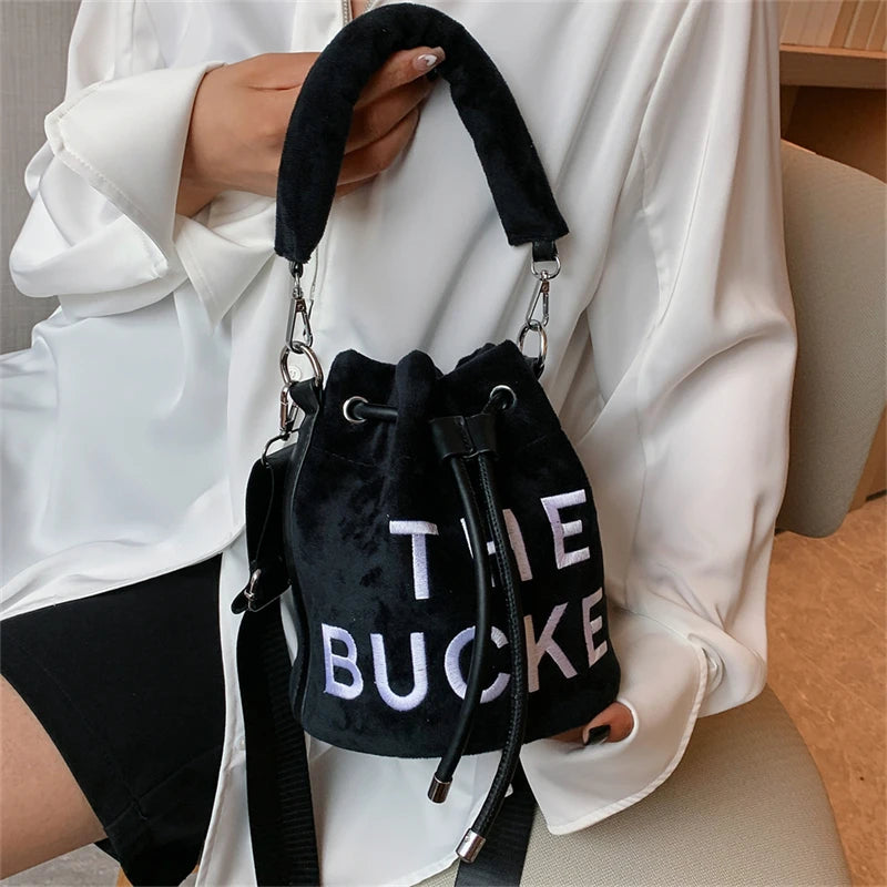 Velvet Winter Bucket Bag Crossbody Shoulder Satchel Lady Bag