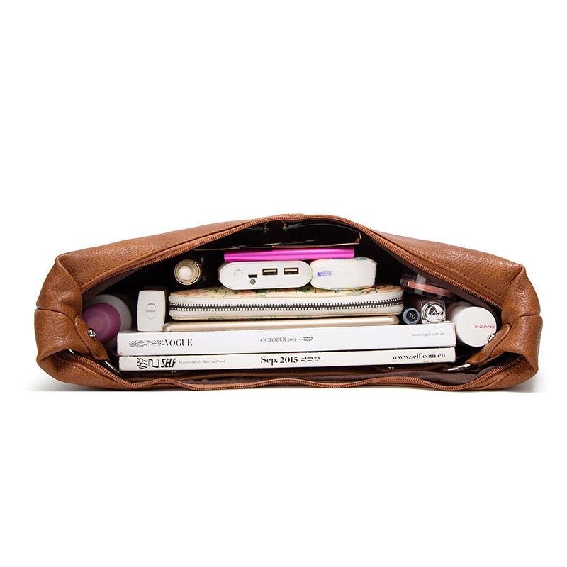 Winter Vintage Soft Leather Tote Bag For Women Style Shoulder Bags