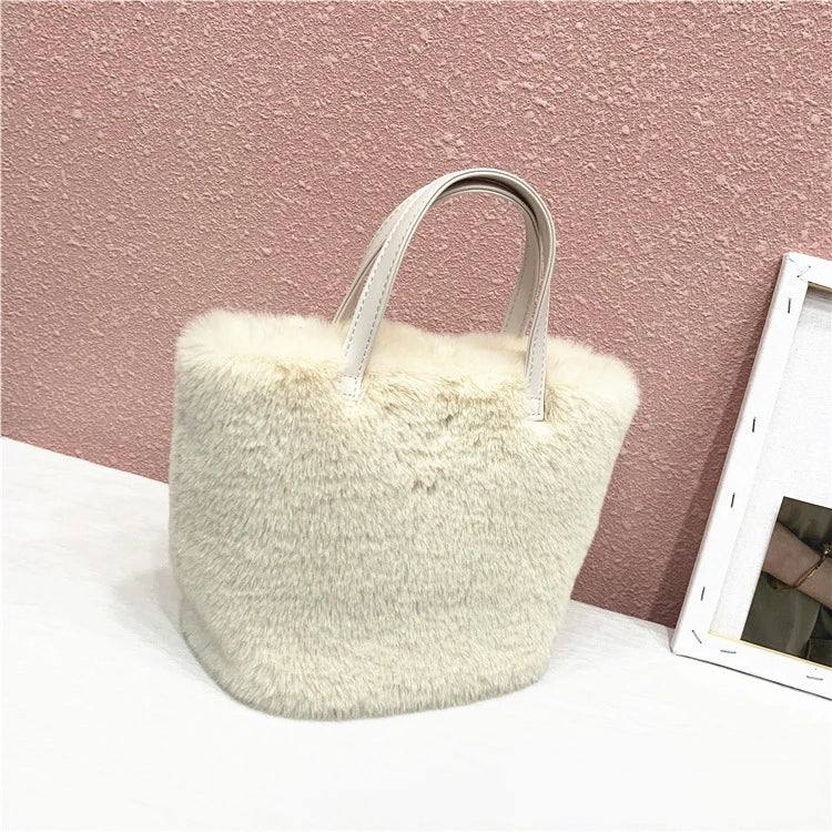 Winter Warm Fur Bags Shoulder Bag Faux Fur Handbags Tote Bag Purse