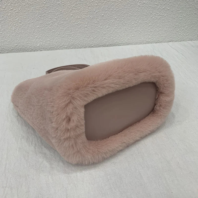 Winter Warm Fur Bags Shoulder Bag Faux Fur Handbags Tote Bag Purse