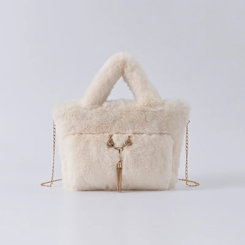 Plush Women's Handbags Fluffy Faux Fur Shoulder Bag Soft Crossbody Bags