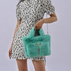 Plush Women's Handbags Fluffy Faux Fur Shoulder Bag Soft Crossbody Bags