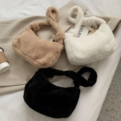Winter Women Bag Faux Fur Solid Female Shoulder Bags