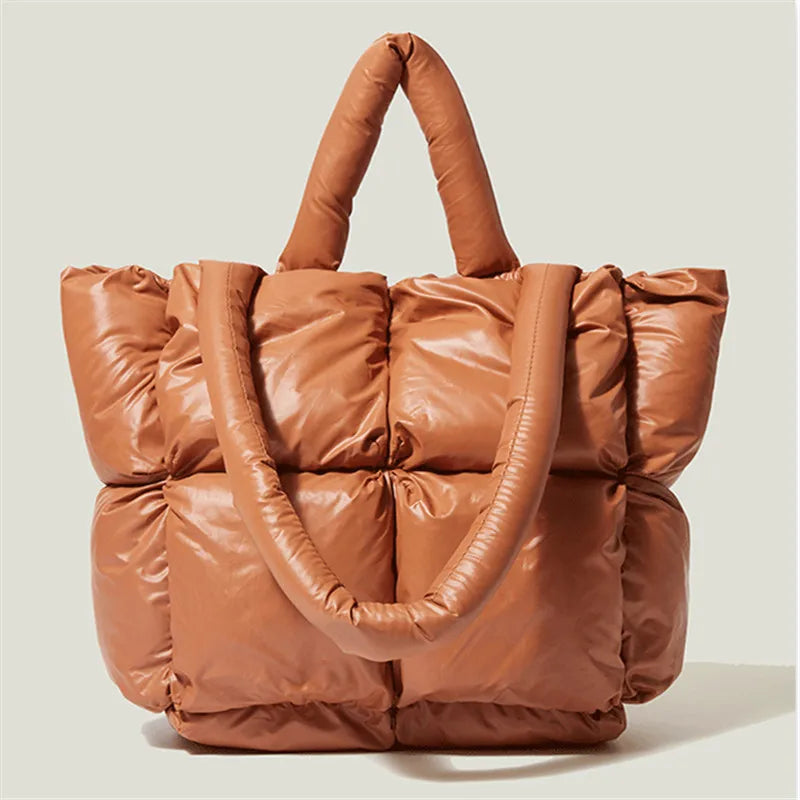 Winter Women Big Tote Quilted Handbag Female Large Capacity Cotton Down Bag