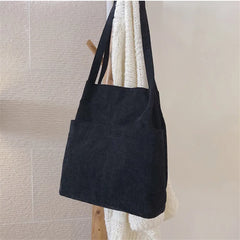 Winter Women Corduroy Handbag Canvas Shoulder Bag Casual Tote Crossbody Shopper