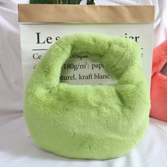 Winter Faux Fur Shoulder Bag Soft Plush Handbag Clutch Purse Ladies Tote