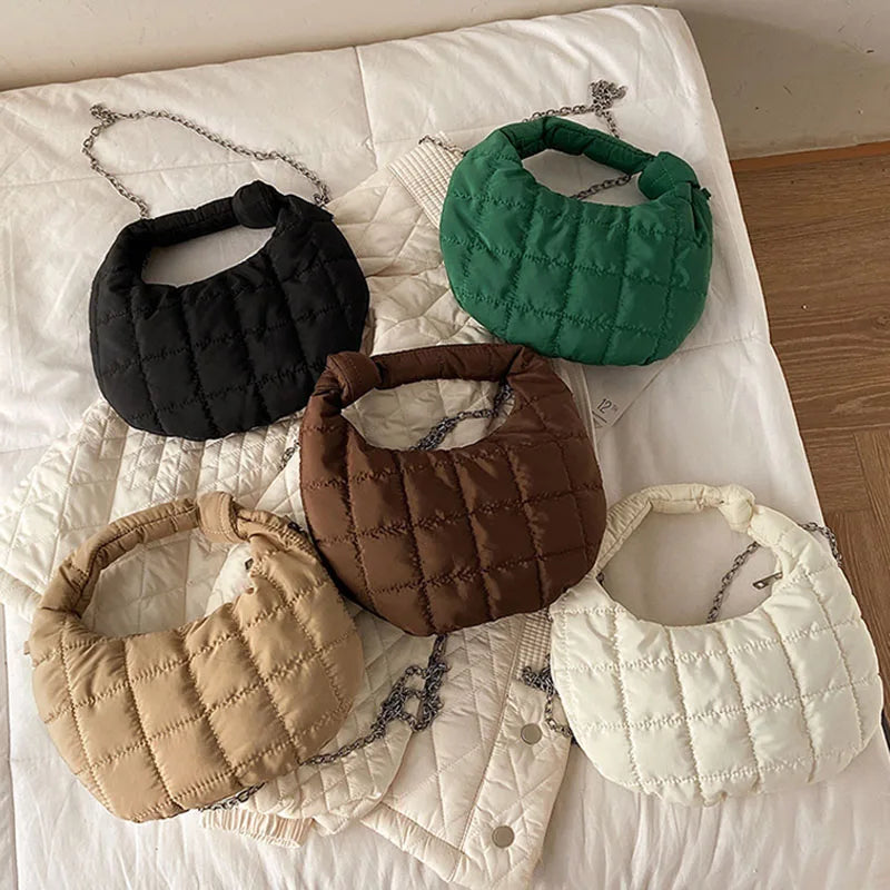 Winter Women Handbag Chain Shoulder Crossbody Bag Female Half Moon