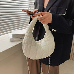 Winter Women Handbag Chain Shoulder Crossbody Bag Female Half Moon
