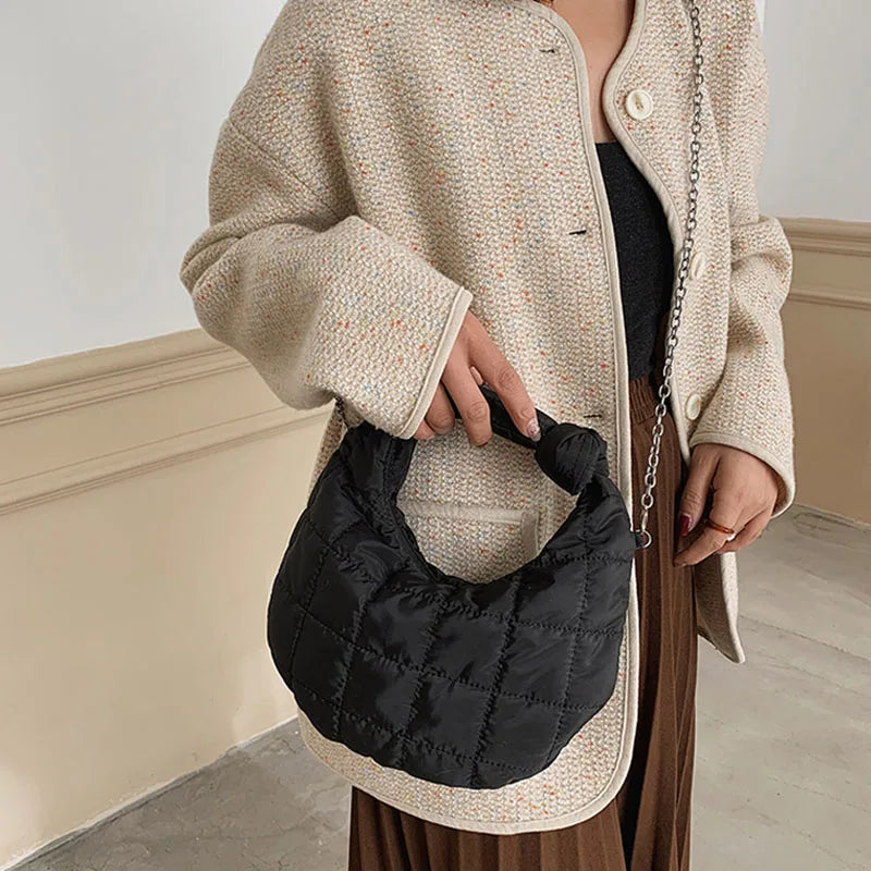 Winter Women Handbag Chain Shoulder Crossbody Bag Female Half Moon