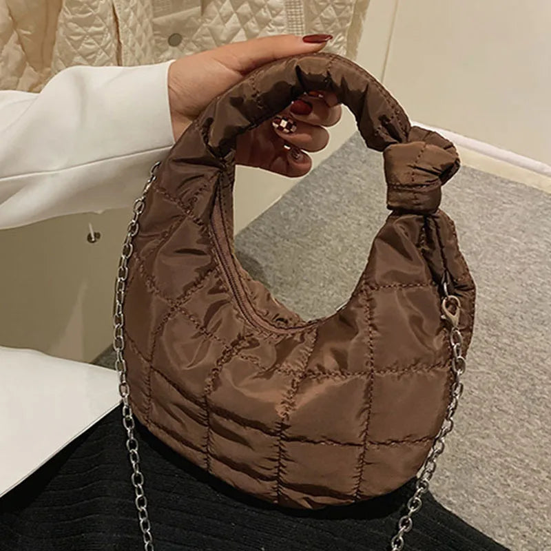 Winter Women Handbag Chain Shoulder Crossbody Bag Female Half Moon