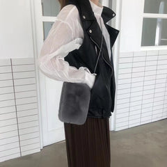 Winter Mini Crossbody Phone Bag Faux Fur Shoulder Bag