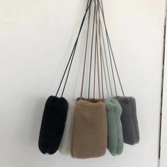Winter Mini Crossbody Phone Bag Faux Fur Shoulder Bag