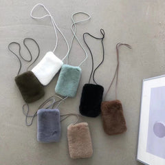 Winter Mini Crossbody Phone Bag Faux Fur Shoulder Bag