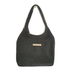 Winter Women's Plush Shoulder Bag Large Capacity Faux Lamb Wool Tote Handbags