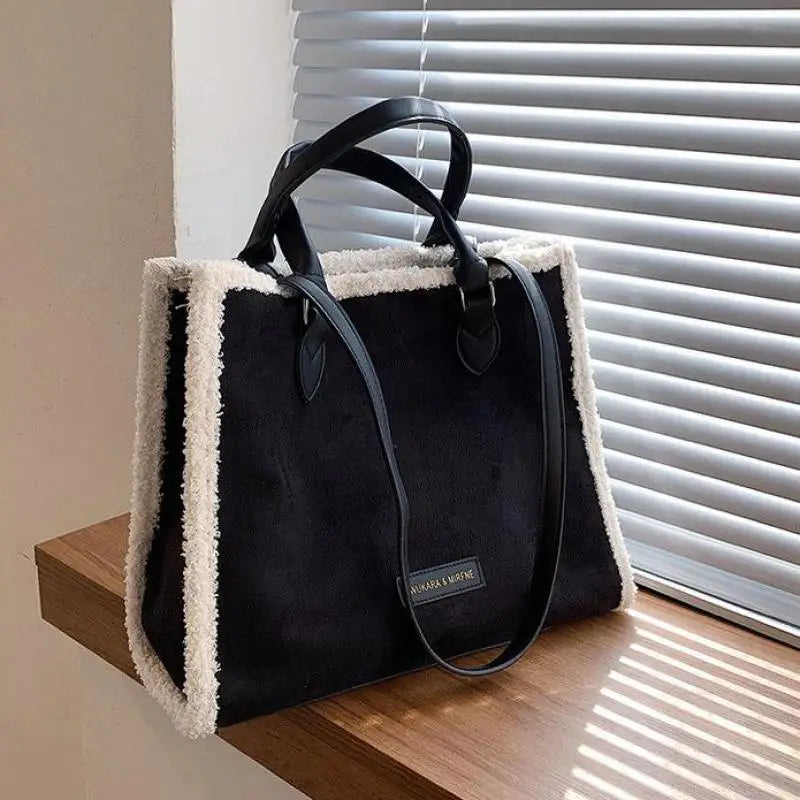 Winter Suede Shoulder Bag High Stitching Plush Female Handbag