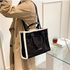 Winter Suede Shoulder Bag High Stitching Plush Female Handbag