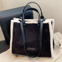 Winter Suede Shoulder Bag High Stitching Plush Female Handbag