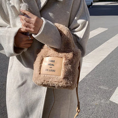 Warm Faux Fur Tote Handbag for Women Mini Purse