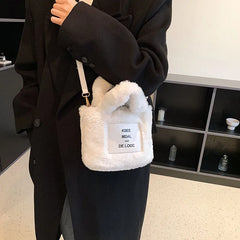 Warm Faux Fur Tote Handbag for Women Mini Purse