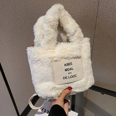 Warm Faux Fur Tote Handbag for Women Mini Purse